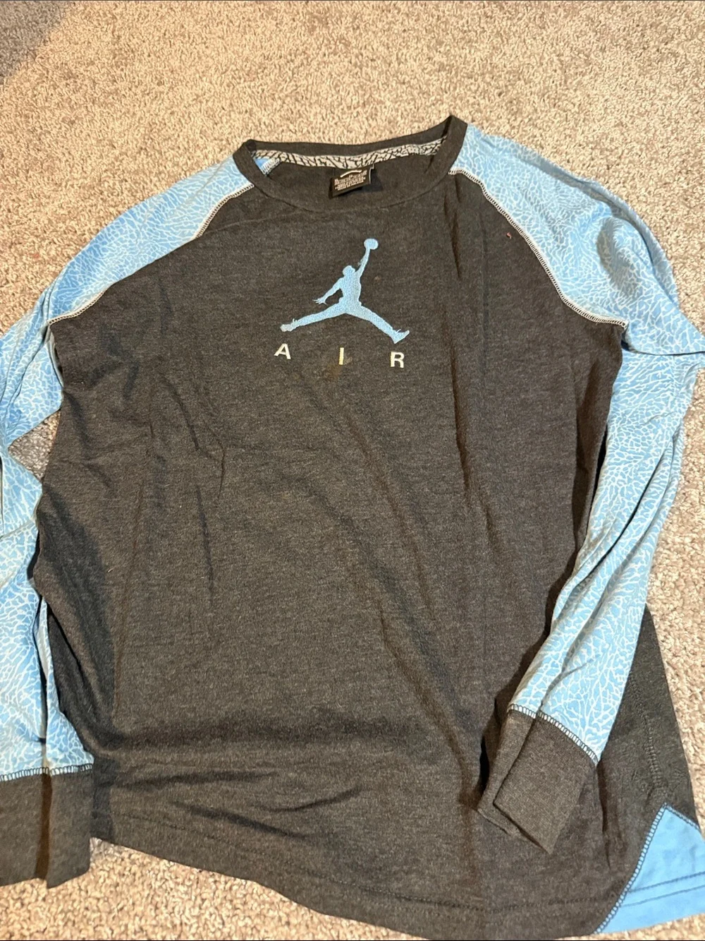 Nike Kids Charcoal Gray and Light Blue Jumpman AIR Sweatshirt